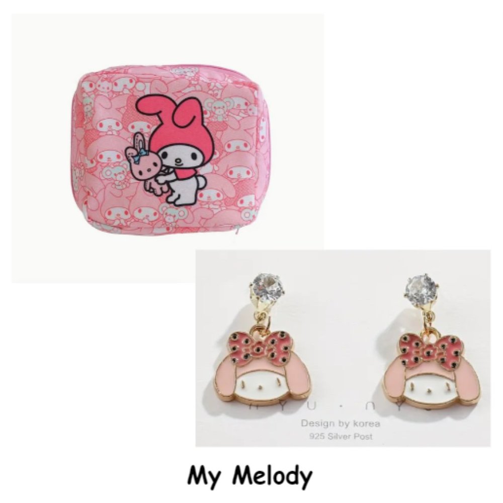 Sanrio Bundle! 1 pair of 925 Earrings & Wallet Storage Bag